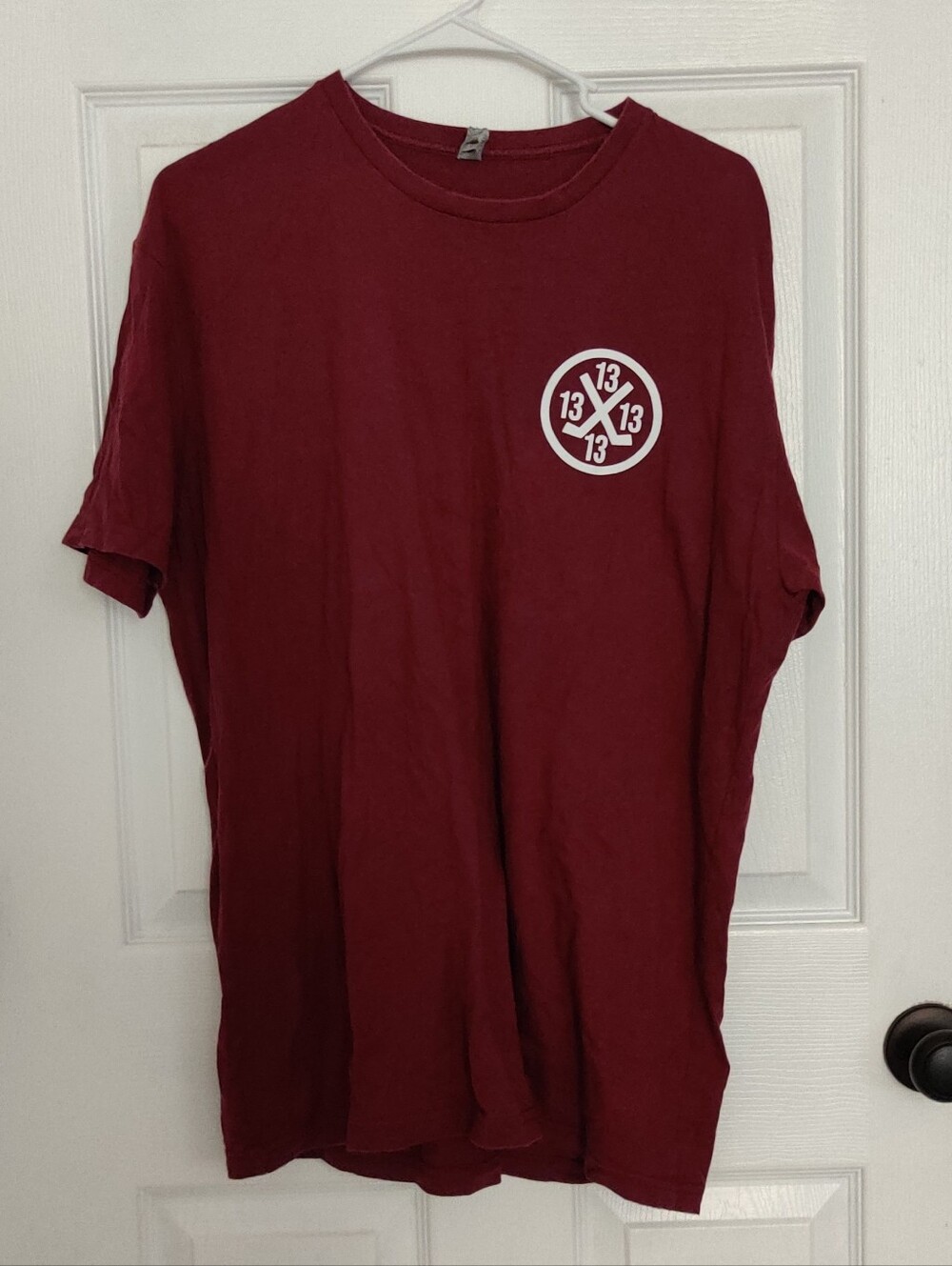 Men's Burgundy Taylor Swift/Hockey Graphic Crewneck T-Shirt